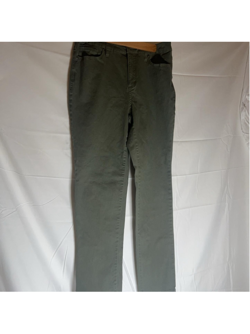 Style&co. Straight Leg Pants Womens 6 Green Twill Mid Rise Chino Casual
